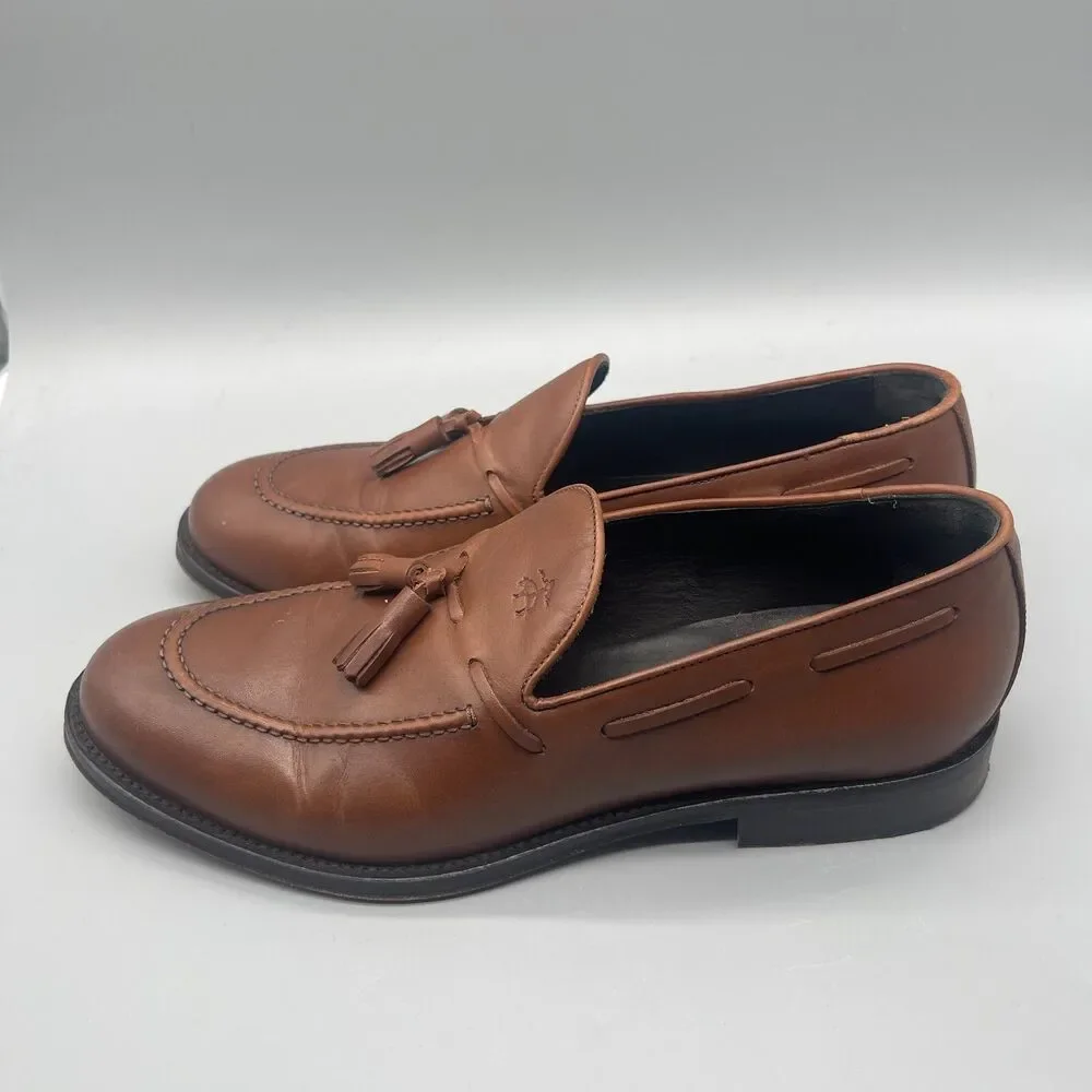 Brooks Brothers Loafers Mens 8.5 Brown Leather Tassel Made In Italy Shoes